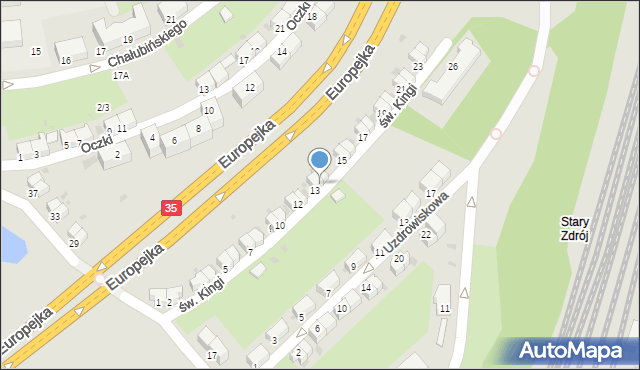 Wałbrzych, św. Kingi, 14, mapa Wałbrzycha