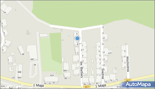 Wałbrzych, św. Barbary, 4, mapa Wałbrzycha