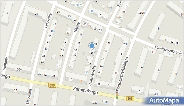 Warszawa, Swarzewska, 45, mapa Warszawy