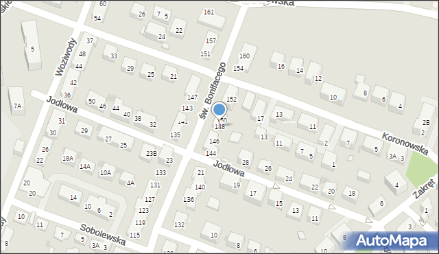 Warszawa, św. Bonifacego, 148, mapa Warszawy