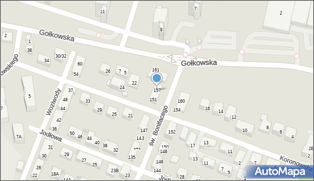 Warszawa, św. Bonifacego, 157, mapa Warszawy