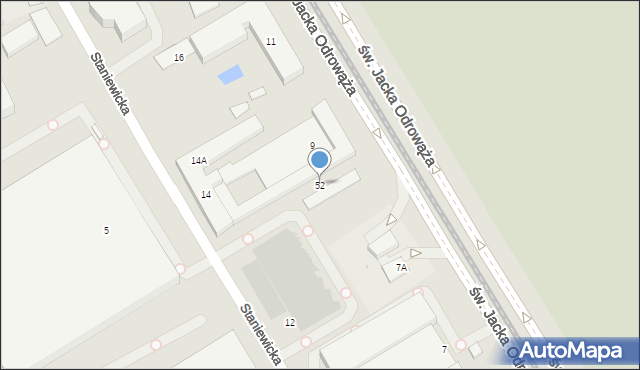 Warszawa, św. Jacka Odrowąża, 52, mapa Warszawy