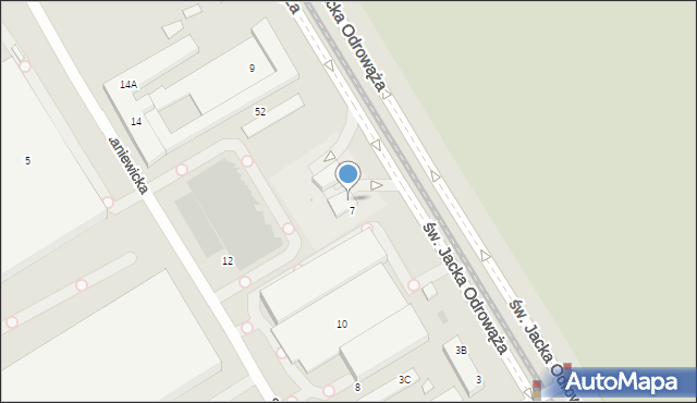 Warszawa, św. Jacka Odrowąża, 7A, mapa Warszawy