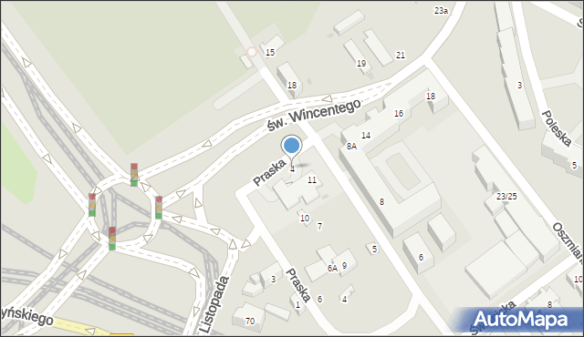 Warszawa, św. Wincentego, 4, mapa Warszawy