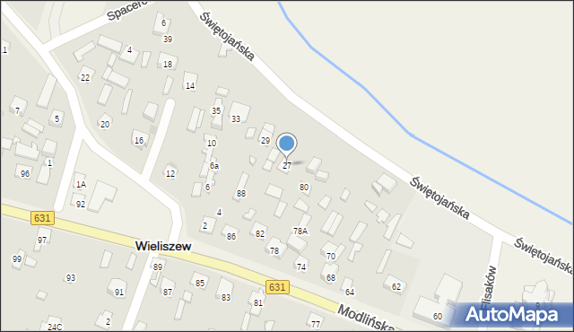 Wieliszew, Świętojańska, 27, mapa Wieliszew