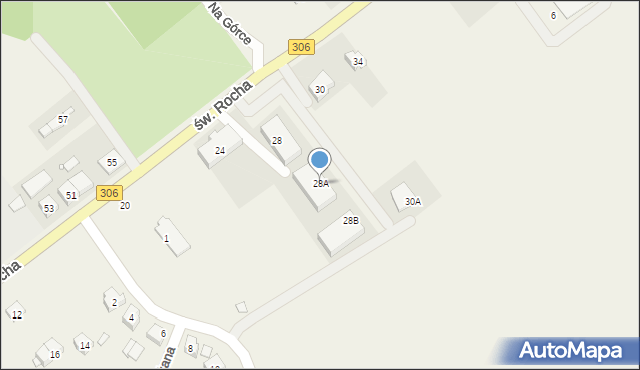 Wielka Wieś, św. Rocha, 28A, mapa Wielka Wieś