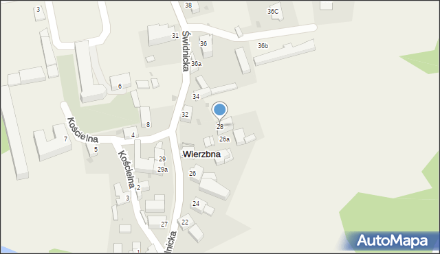 Wierzbna, Świdnicka, 28, mapa Wierzbna