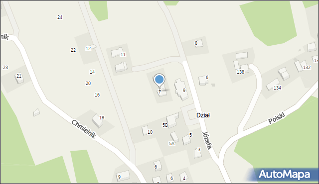 Włosań, św. Józefa, 7, mapa Włosań