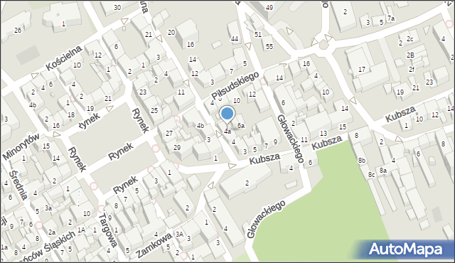 Wodzisław Śląski, św. Jana, 4a, mapa Wodzisławia Śląskiego