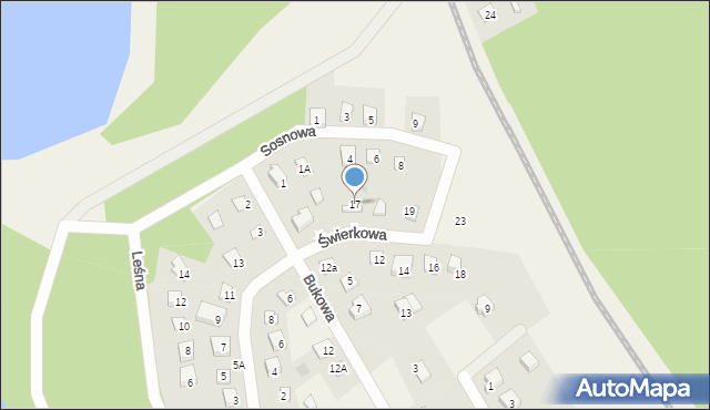 Woszczele, Świerkowa, 17, mapa Woszczele