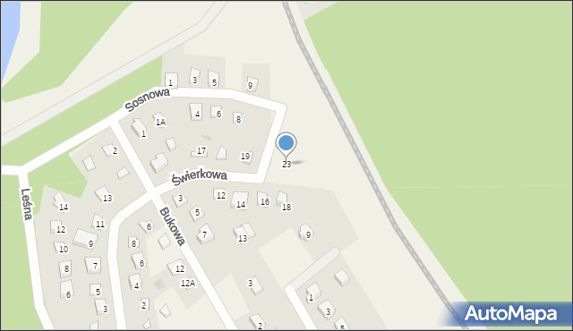 Woszczele, Świerkowa, 23, mapa Woszczele