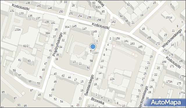 Wrocław, Świstackiego Stacha, 5A, mapa Wrocławia