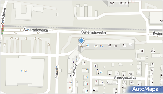 Wrocław, Świeradowska, 59, mapa Wrocławia