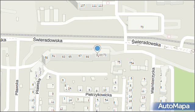 Wrocław, Świeradowska, 71, mapa Wrocławia