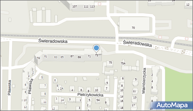 Wrocław, Świeradowska, 73, mapa Wrocławia
