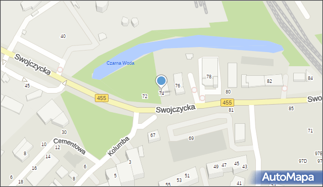 Wrocław, Swojczycka, 74, mapa Wrocławia