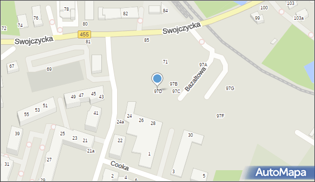 Wrocław, Swojczycka, 97D, mapa Wrocławia