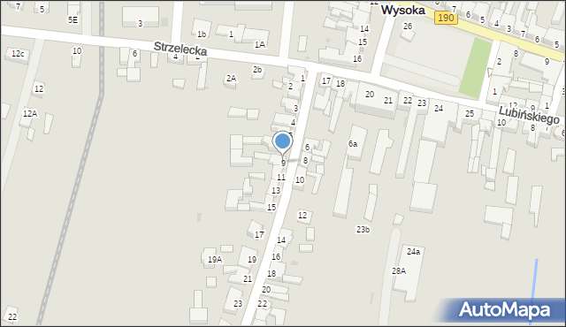 Wysoka, św. Walentego, 9, mapa Wysoka