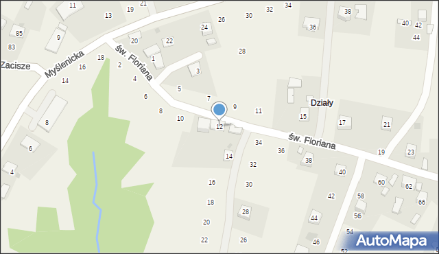 Zakliczyn, św. Floriana, 12, mapa Zakliczyn