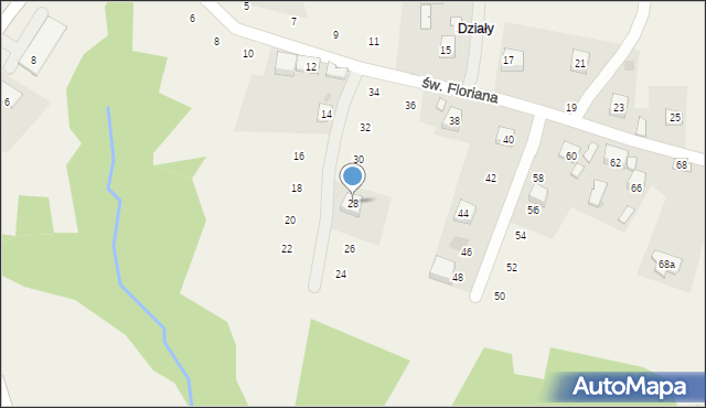 Zakliczyn, św. Floriana, 28, mapa Zakliczyn