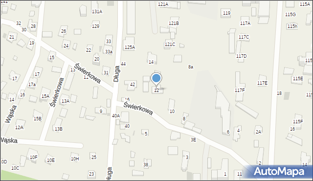 Zakręt, Świerkowa, 12, mapa Zakręt