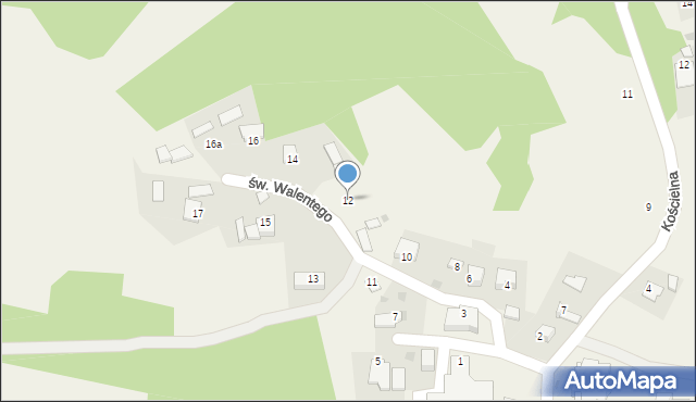 Zalasowa, św. Walentego, 12, mapa Zalasowa