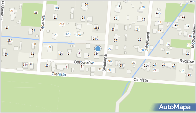 Zalesie Górne, Świetlana, 34A, mapa Zalesie Górne