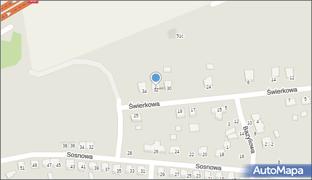 Zambrów, Świerkowa, 32, mapa Zambrów