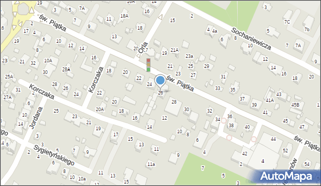 Zamość, św. Piątka, 26, mapa Zamościa