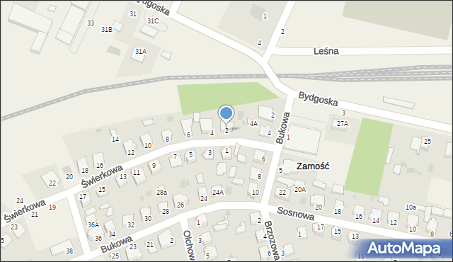 Zamość, Świerkowa, 2, mapa Zamościa