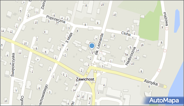 Zawichost, św. Leonarda, 1, mapa Zawichost