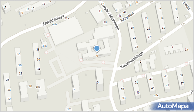 Zielona Góra, św. Cyryla i Metodego, 9, mapa Zielona Góra