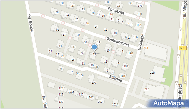 Białystok, Sympatyczna, 23, mapa Białegostoku