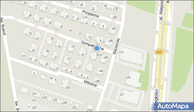 Białystok, Sympatyczna, 3, mapa Białegostoku