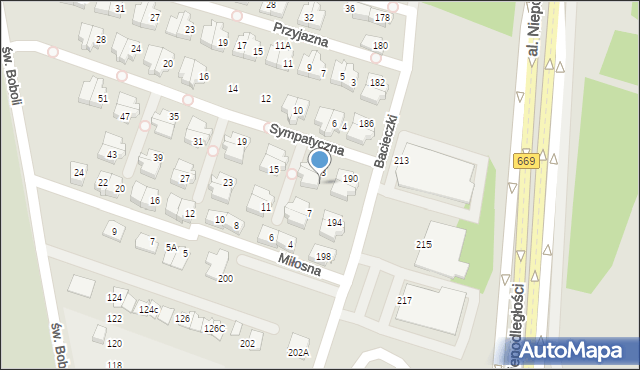 Białystok, Sympatyczna, 5, mapa Białegostoku