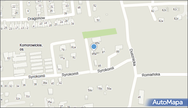 Bielsko-Biała, Syrokomli Władysława, 85a, mapa Bielsko-Białej