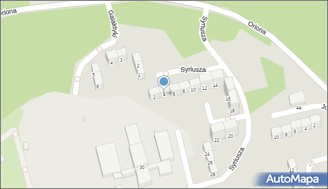 Gliwice, Syriusza, 4, mapa Gliwic