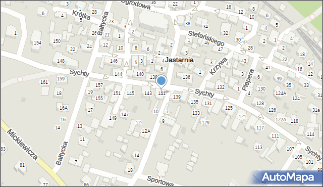 Jastarnia, Sychty Bernarda, ks. dr., 141, mapa Jastarnia