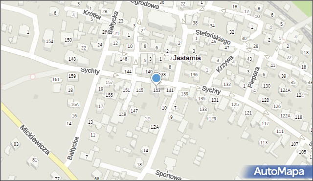 Jastarnia, Sychty Bernarda, ks. dr., 143, mapa Jastarnia