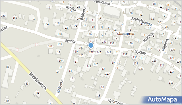 Jastarnia, Sychty Bernarda, ks. dr., 151, mapa Jastarnia