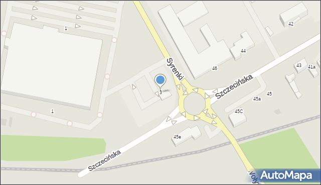 Koszalin, Syrenki, 3, mapa Koszalina