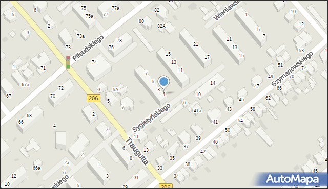 Koszalin, Sygietyńskiego Tadeusza, 1, mapa Koszalina