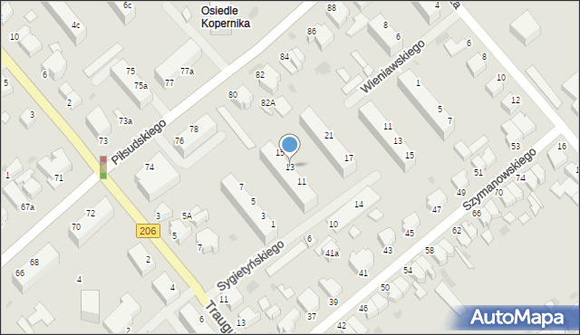 Koszalin, Sygietyńskiego Tadeusza, 13, mapa Koszalina