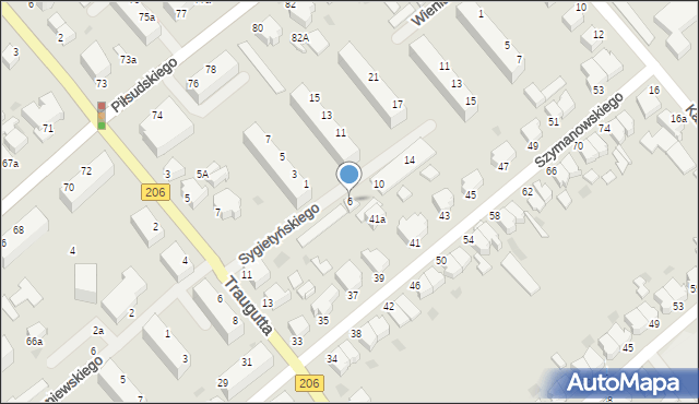 Koszalin, Sygietyńskiego Tadeusza, 6, mapa Koszalina