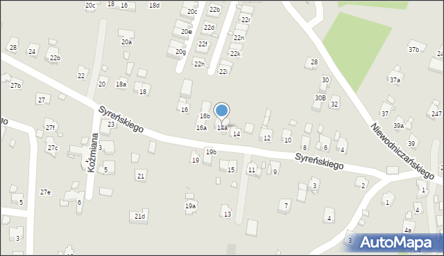 Kraków, Syreńskiego Szymona, 14a, mapa Krakowa