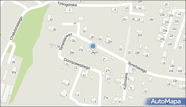 Kraków, Syreńskiego Szymona, 27b, mapa Krakowa