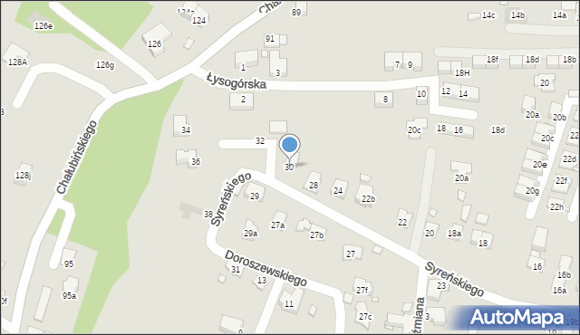 Kraków, Syreńskiego Szymona, 30, mapa Krakowa