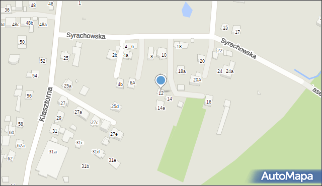 Kraków, Syrachowska, 12, mapa Krakowa