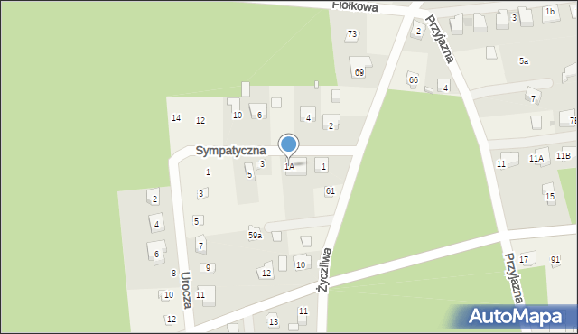 Krzywiec, Sympatyczna, 1A, mapa Krzywiec