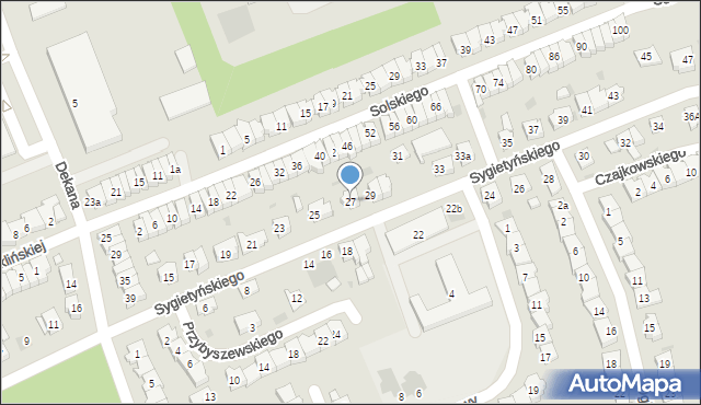 Leszno, Sygietyńskiego Tadeusza, 27, mapa Leszno